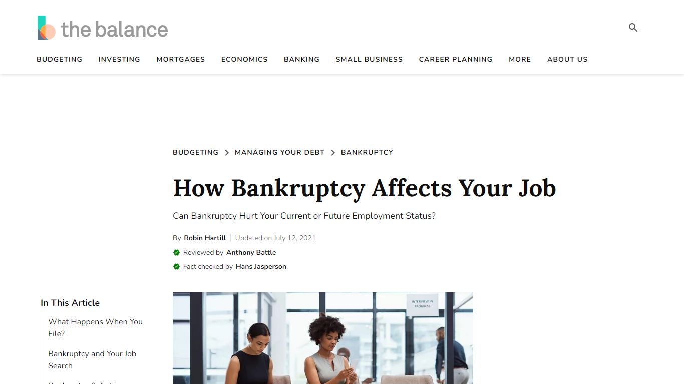 How Bankruptcy Affects Your Job - The Balance